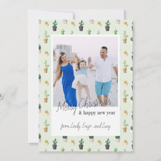 レトロフォトカクタスデザートクリスマスカード シーズンカード (正面)
