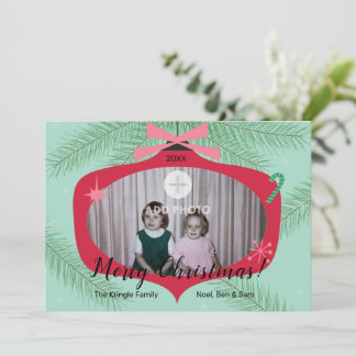 レトロフォトクリスマスカード5x7 カード