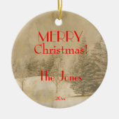 レトロフォトクリスマスツリー セラミックオーナメント (正面)