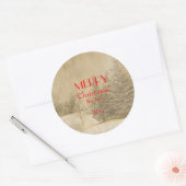 レトロフォトクリスマスツリー ラウンドシール (封筒)