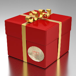 レトロフォトクリスマスツリー ラウンドシール