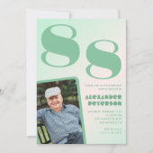 レトロフォトグリーングラディエントマン88歳の誕生日 招待状 (正面)