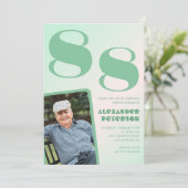 レトロフォトグリーングラディエントマン88歳の誕生日 招待状 (スタンド正面)