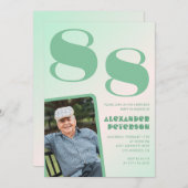 レトロフォトグリーングラディエントマン88歳の誕生日 招待状 (正面/裏面)