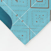 レトロフォトソフトブルーダイヤモンドパターン フリースブランケット (角)