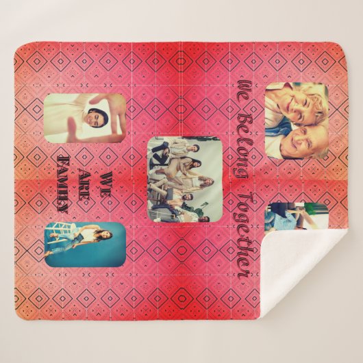 レトロフォトソフトレッドダイヤモンド シェルパブランケット (正面(横))