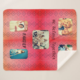 レトロフォトソフトレッドダイヤモンド シェルパブランケット