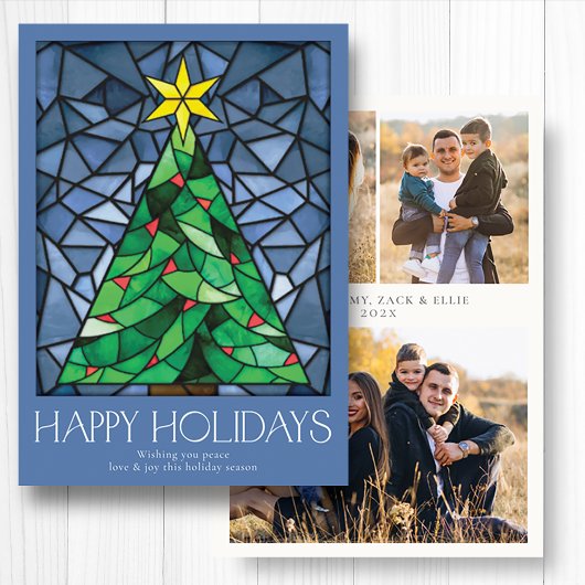 レトロフォトハッピーホリデーズダスティブルー シーズンカード