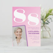 レトロフォトピンク88歳の誕生日 招待状 (スタンド正面)