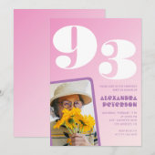 レトロフォトピンク93歳の誕生日 招待状 (正面/裏面)