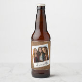 レトロフォトフレーム – 木目素朴付き正方形 ビールラベル (正面)