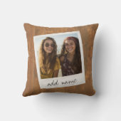 レトロフォトフレーム – 正方形Instagram 素朴 Wood クッション (裏面)