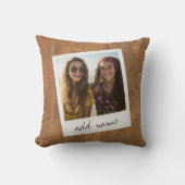 レトロフォトフレーム – 正方形Instagram 素朴 Wood クッション (正面)