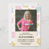 レトロフォトフローラルパターン83歳 招待状 (正面)