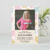 レトロフォトフローラルパターン84歳の誕生日 招待状 (スタンド正面)