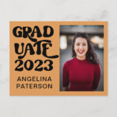 レトロフォトブラック&テラコッタ大学院パーティー インビテーションポストカード (正面)