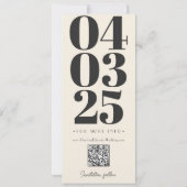 レトロフォトブースタイポグラフィQrcode日付を保存 招待状 (裏面)