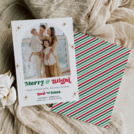 レトロフォトホリデーカードメリー&ブライトクリスマス シーズンカード