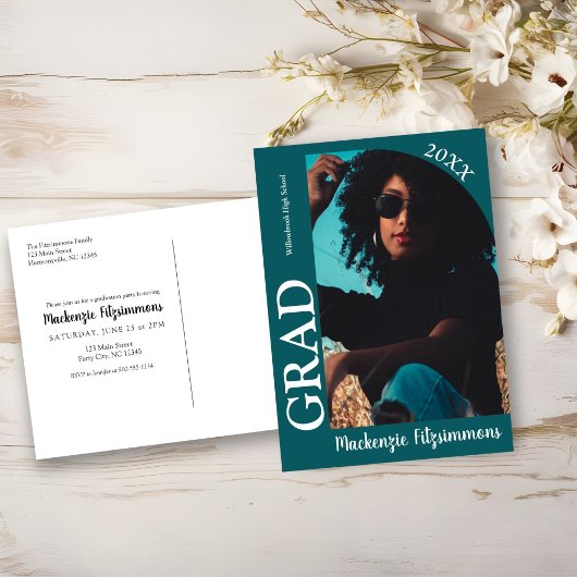 レトロフォト卒業式招待状ポストカード ポストカード