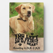 レトロフォントの肉球プリント ペットメモリアル フォト 記念品 フォトプラーク (正面)