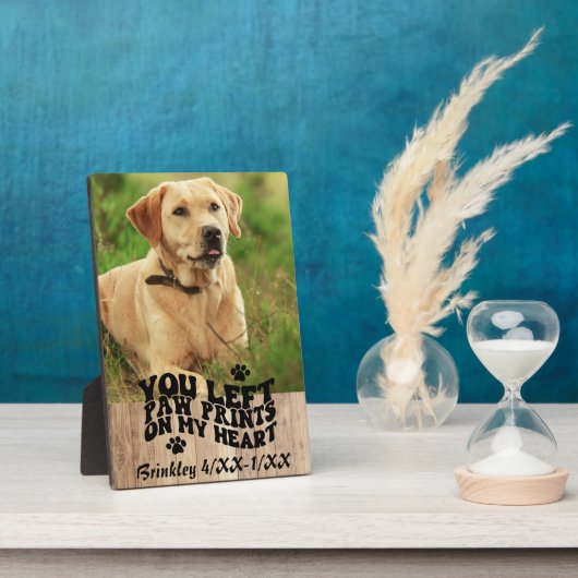 レトロフォントの肉球プリント ペットメモリアル フォト 記念品 フォトプラーク (側面)