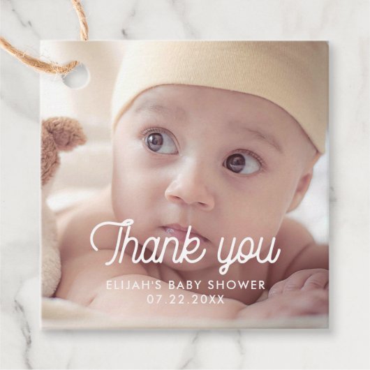 レトロフォントの赤ちゃん感謝していシャワーユー フェイバータグ (正面)