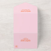 レトロフォントオレンジとピンクのQRコードフォト結婚ズ オールインワン招待状 (外側)