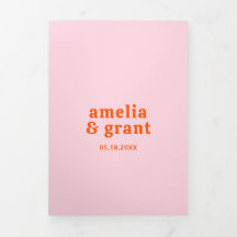 レトロフォントオレンジとピンクのQRコードフォト結婚ズ