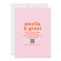 レトロフォントオレンジとピンクのQRコードモダン結婚s