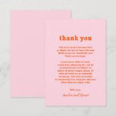 レトロフォントオレンジとピンク結婚モダンズ サンキューカード (正面/裏面)