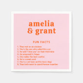 レトロフォントオレンジとピンク結婚モダンズ スタンダードカクテルナプキン (正面)