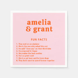 レトロフォントオレンジとピンク結婚モダンズ スタンダードカクテルナプキン