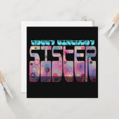 レトロフォントハッピーバースデーシスターカラフル カード (正面/裏面インサイチュ)