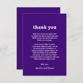 レトロフォントパープルモダン結婚ズ サンキューカード (正面/裏面)