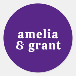 レトロフォントパープルモダン結婚ズ ラウンドシール