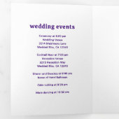 レトロフォントパープルQRコードフォトモダン結婚ズ 三つ折り招待状 (内部最初)