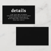 レトロフォントブラックモダン結婚ズ エンクロージャーカード (正面/裏面)