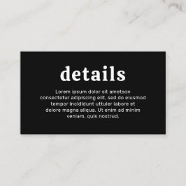 レトロフォントブラックモダン結婚ズ エンクロージャーカード