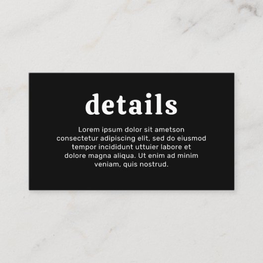 レトロフォントブラックモダン結婚ズ エンクロージャーカード (正面)