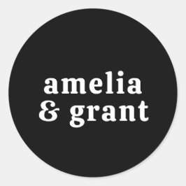 レトロフォントブラックモダン結婚ズ ラウンドシール