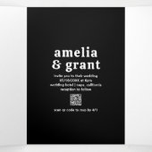 レトロフォントブラックQRコードフォトモダン結婚ズ 三つ折り招待状 (内部中)