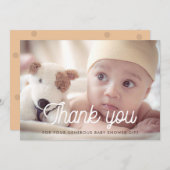 レトロフォントベビーシャワー感謝していユーフォトカード サンキューカード (正面/裏面)