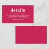 レトロフォントホットピンクモダン結婚ズ エンクロージャーカード (正面/裏面)