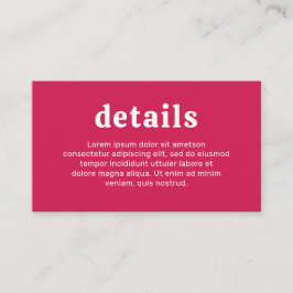 レトロフォントホットピンクモダン結婚ズ エンクロージャーカード