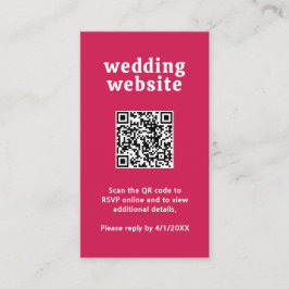 レトロフォントホットピンクQRコードモダン結婚s エンクロージャーカード