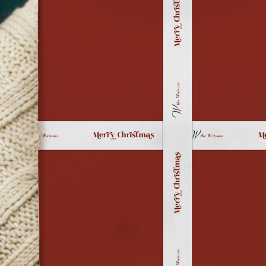 レトロフォントメリークリスマスカスタムクリスマスファミリー名 サテンリボン