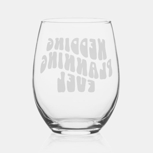 レトロフォント婚約結婚ギフト計おもしろい画 ステムなしワイングラス (裏面)