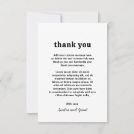 レトロフォント白黒モダン結婚ズ サンキューカード