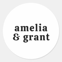 レトロフォント白黒モダン結婚ズ ラウンドシール