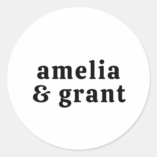 レトロフォント白黒モダン結婚ズ ラウンドシール (正面)